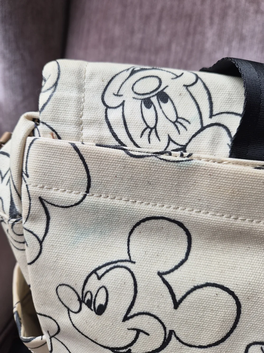 Petunia Pickle Bottom Disney Mickey Canvas Messenger Bag - Cream & Black
